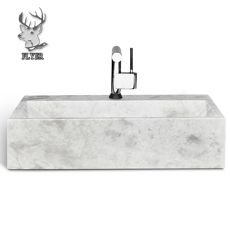 Natural stone marble bathroom/kitchen inlay bowl trough Rectangular sink