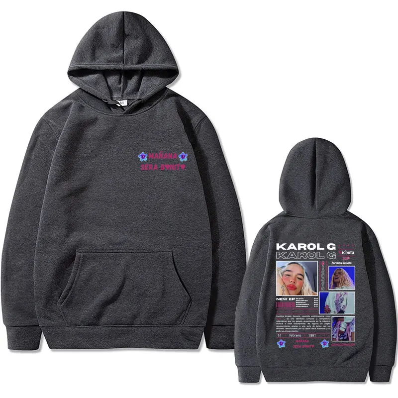 Sudadera con capucha de gran tamaño para hombres y mujeres, sudadera con estampado de la cantante famosa Karol G Heart, muñana Sera bonita, álbum, moda Hip Hop, caliente