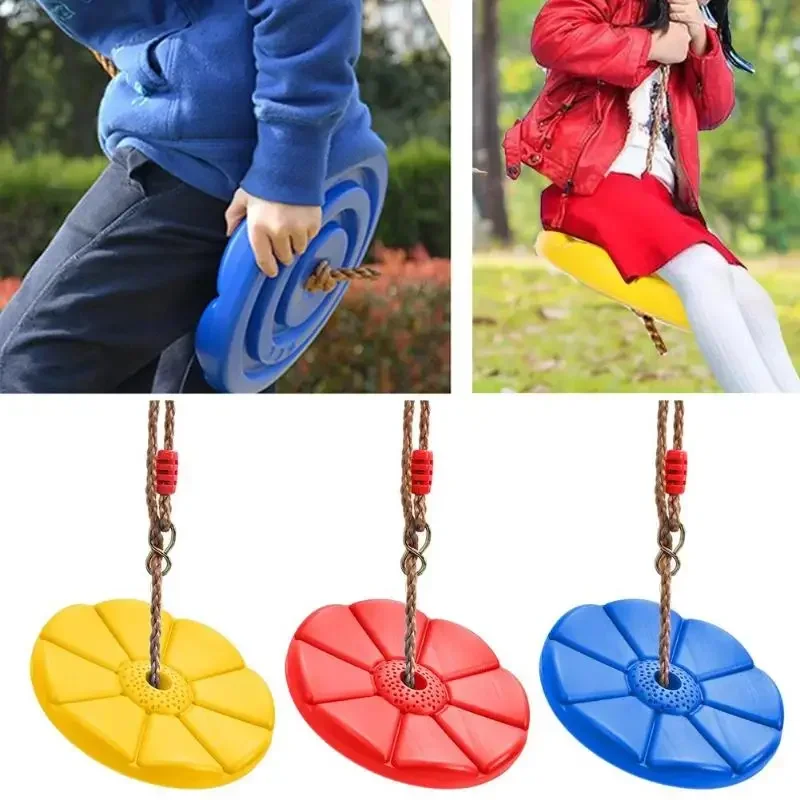 Columpio de disco para niños al aire libre |   Servicio pesado con plataformas Asiento redondo Fácil juego de bricolaje Adición Diseño resistente Regalos divertidos para niños