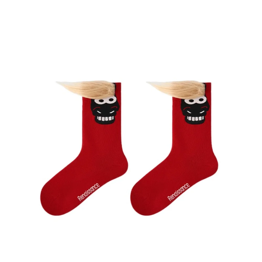 

Creative Cotton New Year Socks Cartoon Mid Calf Year of The Horse Socks Winter Autumn Good Luck Zodiac Year Socks Gift