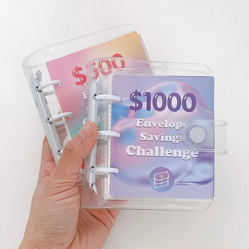 Mini Binder Savings Challenge Money Saving Loose-Leaf Book Reusable Budget Binder With Cash Envelopes Money Organizer