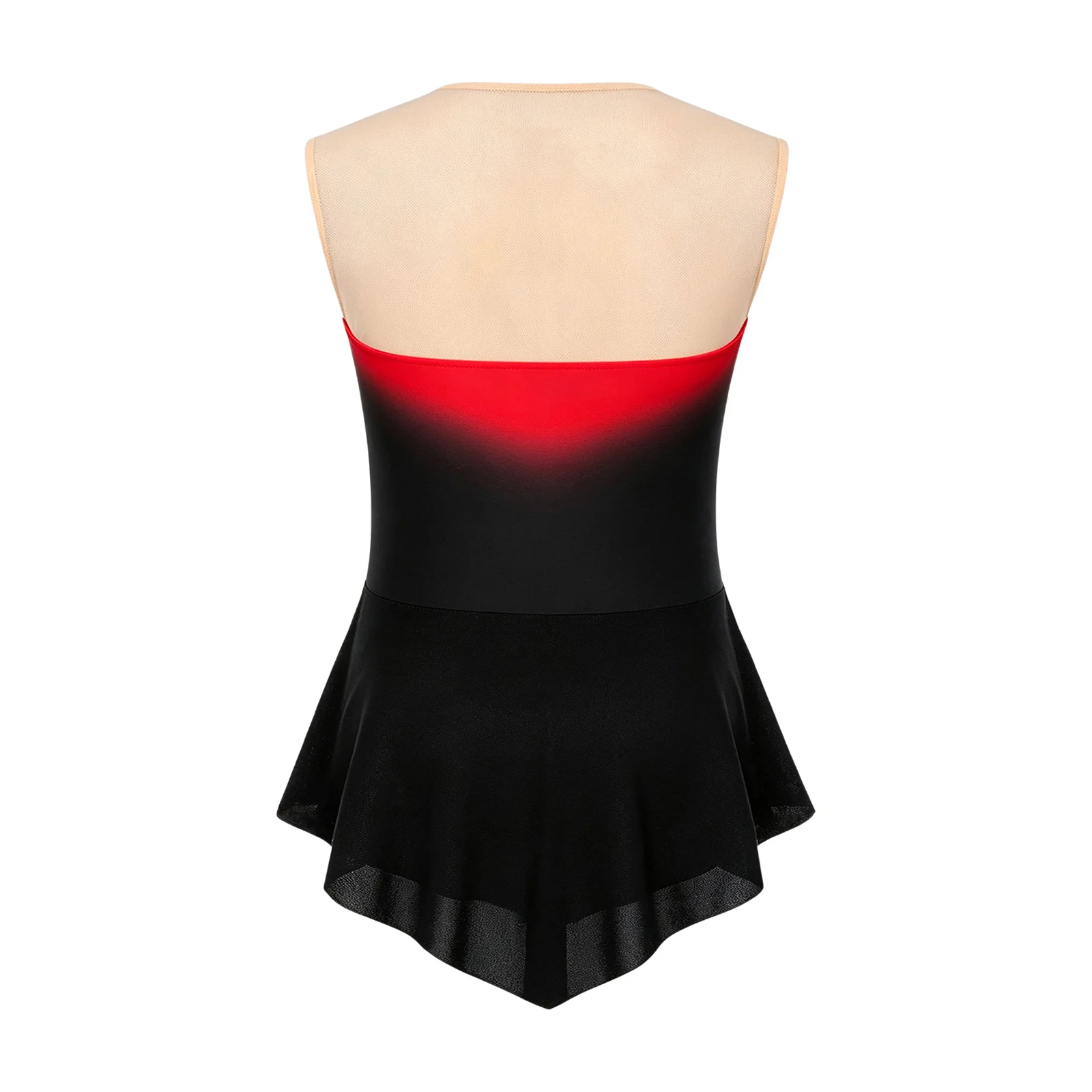 Kids Girls Ballet Leotard Dress Rhinestone Mesh Sleeveless Skirted Bodysuit for Modern Contemporary Dance and Figure Ice Skating