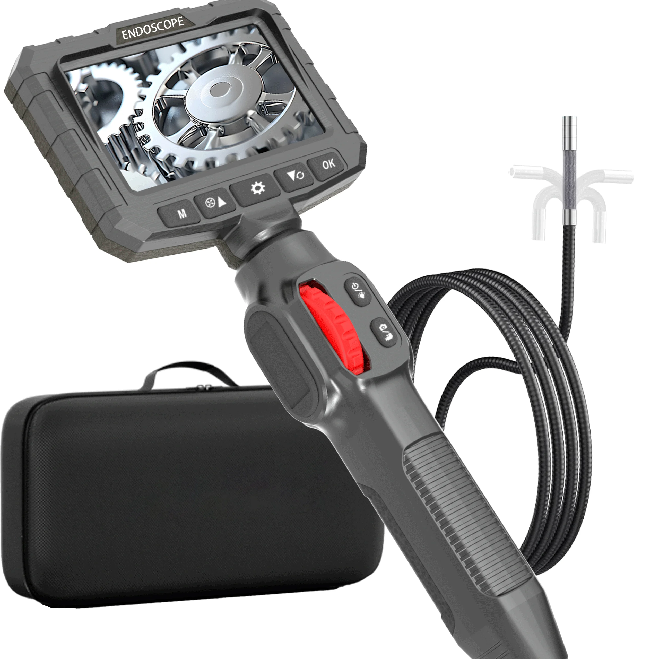 Two-Way Articulating Borescope Camera with Light: 3.9mm/6mm Industrial Endoscope Inspection Camera with Automotive Inspection