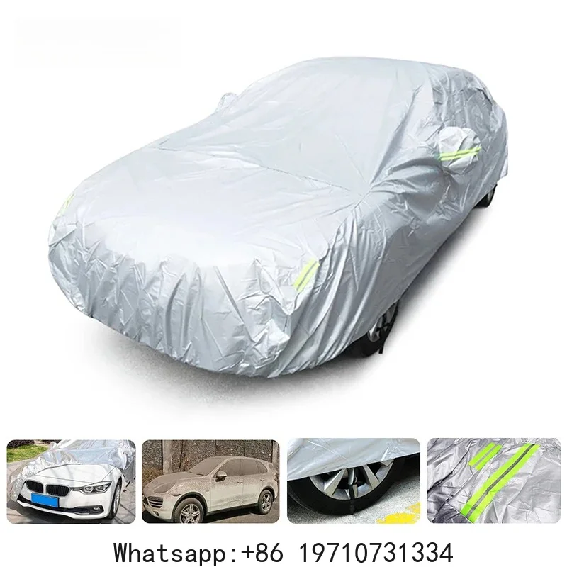 Generic Black Full Car Cover – Waterproof Dustproof UV Sun Protection with Reflective Strips, Universal for Hatchback Sedan SUV
