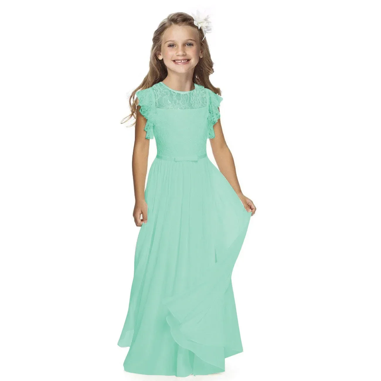 Vestido De Noiva Infantil De Renda, Roupa De Aniversário, Menina De Flores, Chiffon, Transfronteiriço, Performance Da Europa E América