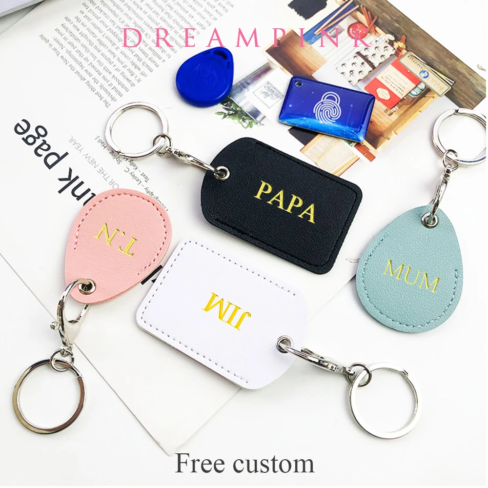 Custom Letters Door Access Control Keychain Personalize Name Logo Hotel Famliy Access Keys Protective Cover ID Card Tags Keyfob