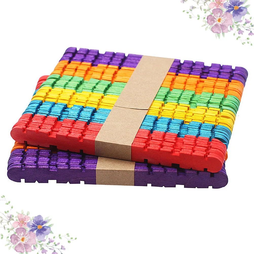 

50pcs Diy Wood Craft Sticks 114Mm Colored Non-Waxed Smooth Popsicle Sticks For Kids Classroom Camp Crafts Projects Handicraft