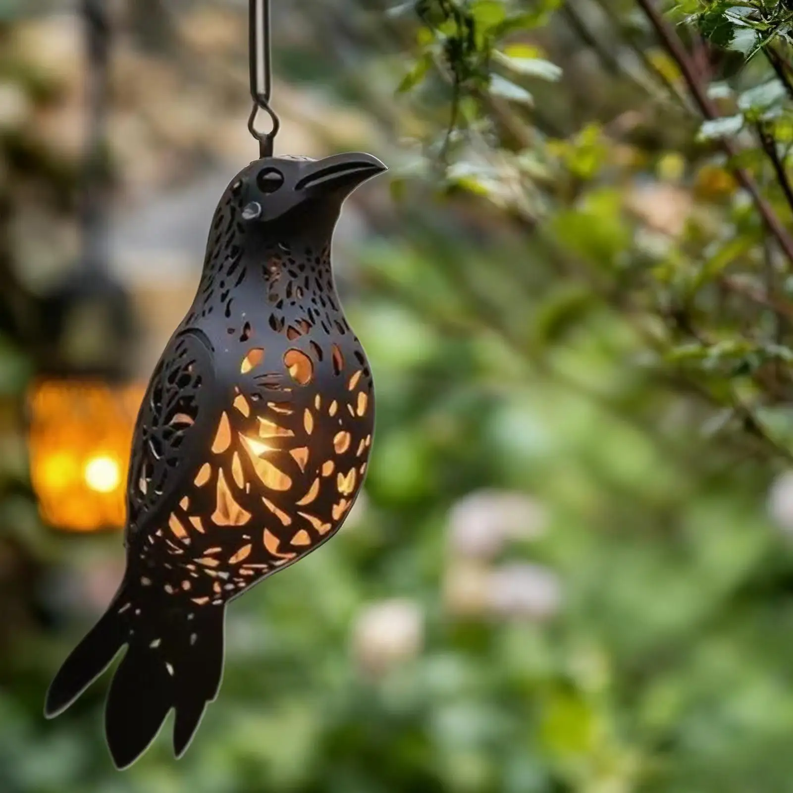3D Gothic Raven Lantern Hangable Pendant Lamp Halloween Decor Light For Patio Porch Backyard Garden Apartment Indoor Outdoor