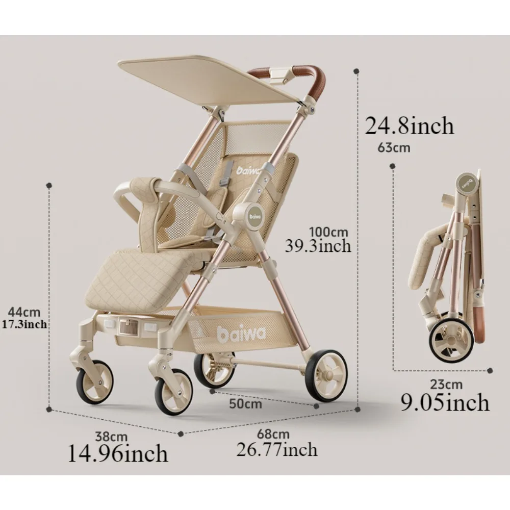 Baby Stroller Foldable Travel Umbrella Cart Lightweight & Compact Reclining Pocket Stroller with Music & Light Canopy for Babies