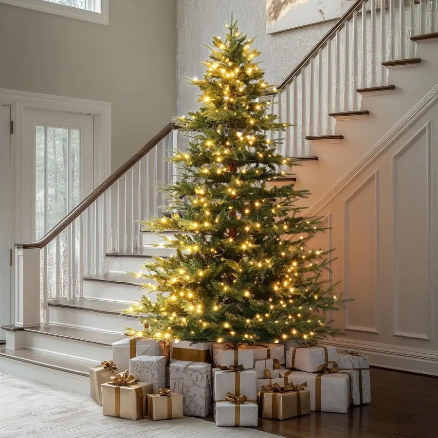 

Рождественская елка Aspen Fir с предварительной подсветкой, 7,5 футов, с 750 прозрачными огнями, реалистичный дизайн из сосны, 1032, кончики ветвей, шарнирные искусственные петли