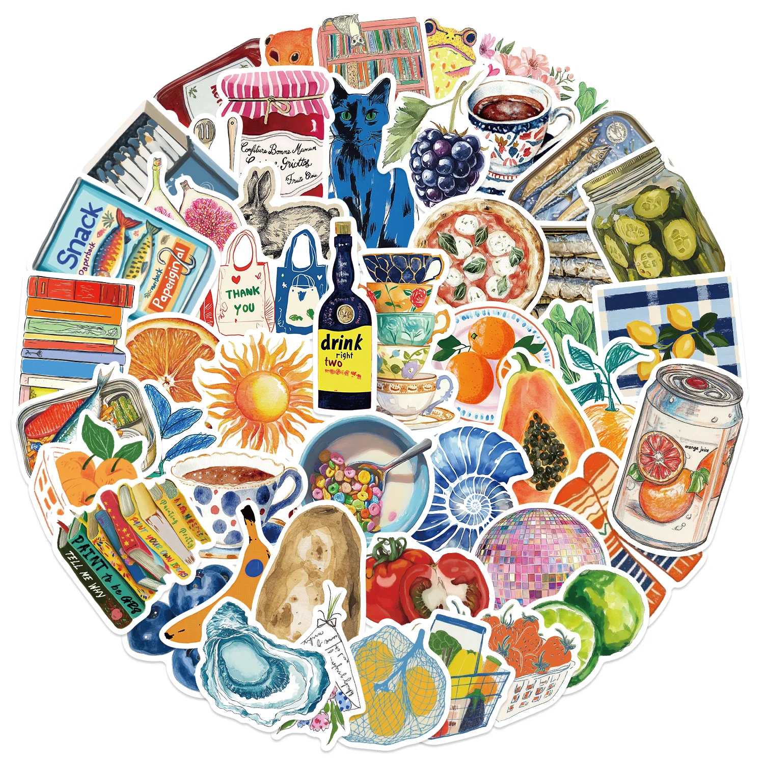 

50/100PCS Mediterranean Tomato Cartoon Stickers Vintage Aesthetic Decals Luggage Fridge Laptop Phone Graffiti Sticker Pack