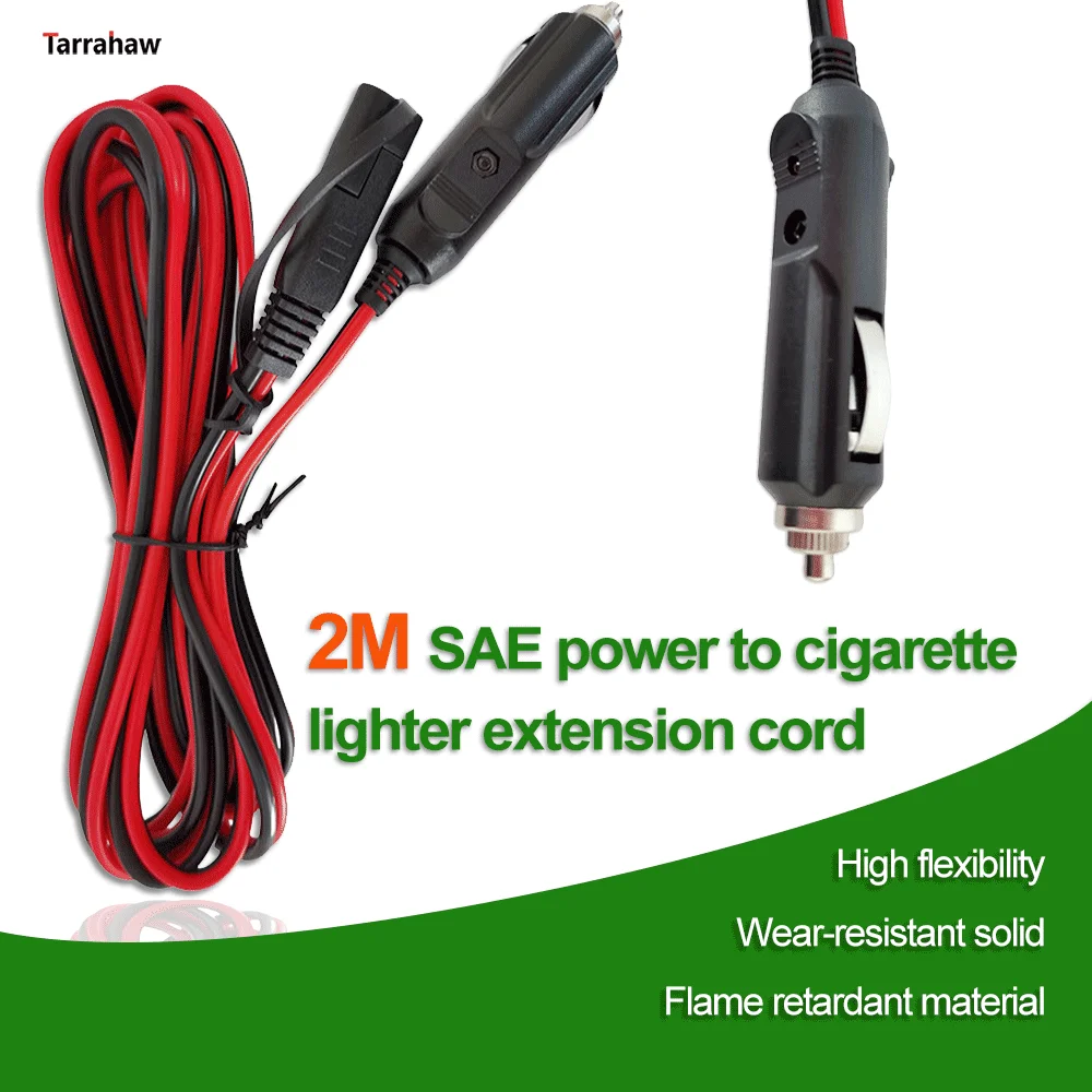 2m Sae Plug to Cigarette Lighter Male 18awg Extension Cord 12V Car Power Cord Outdoor Portable Solar Generator Extension Cord