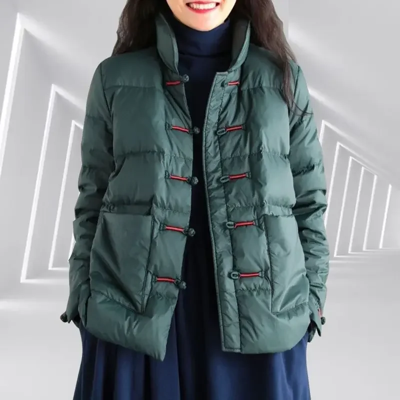 Quilted Padded Black Duck Down Female Coats Red Women\'s Jackets Thick Padding Korean Popular Clothes Lightweight Fashion 2024