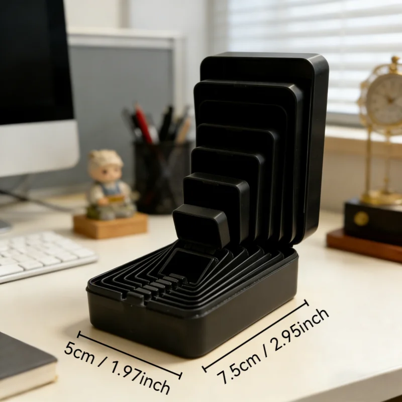 7-piece set doll-style storage boxes, with doll-style stacking and lids, suitable for SD cards, jewelry, and storage boxes. - view 3