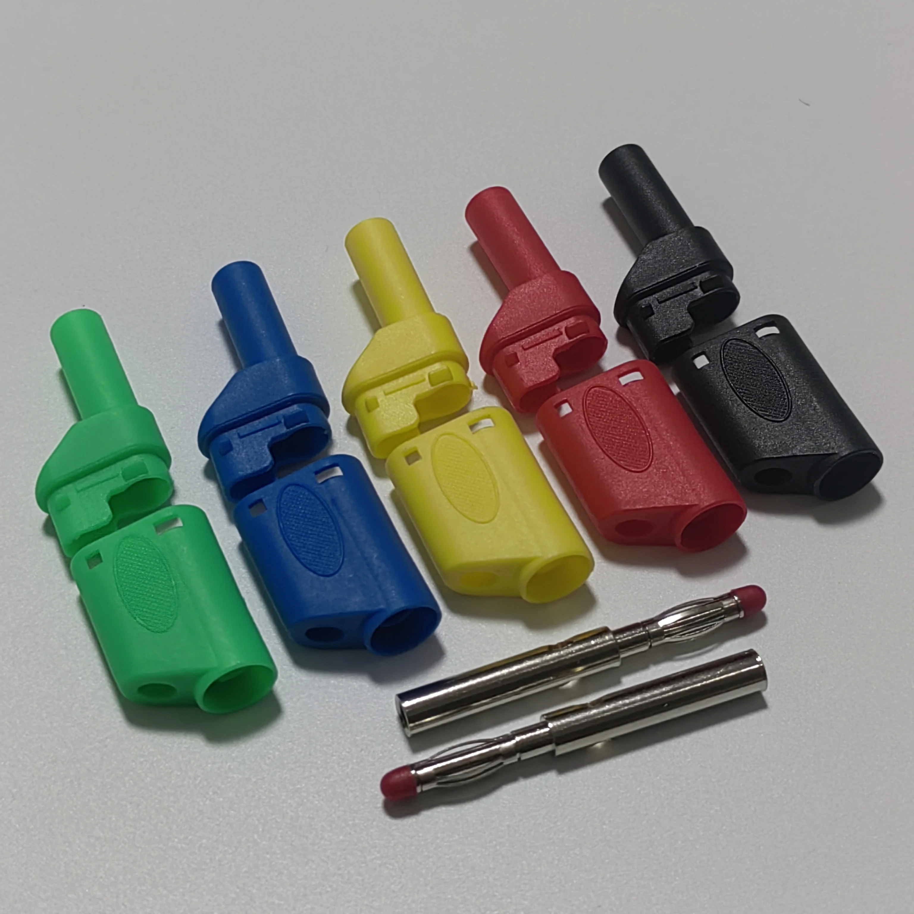 

5PCS 4mm Banana Plug High-voltage Pure Copper Safety Sheath Type Continuous Insertion And Stacking