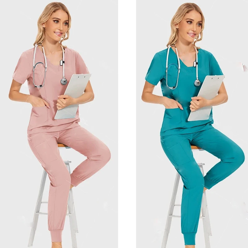 

Slim Fit Nurses Accessories Women Scrubs Sets Hospital Medical Uniforms Dental Clinic Beauty Salon Spa Workwear Surgery Clothes