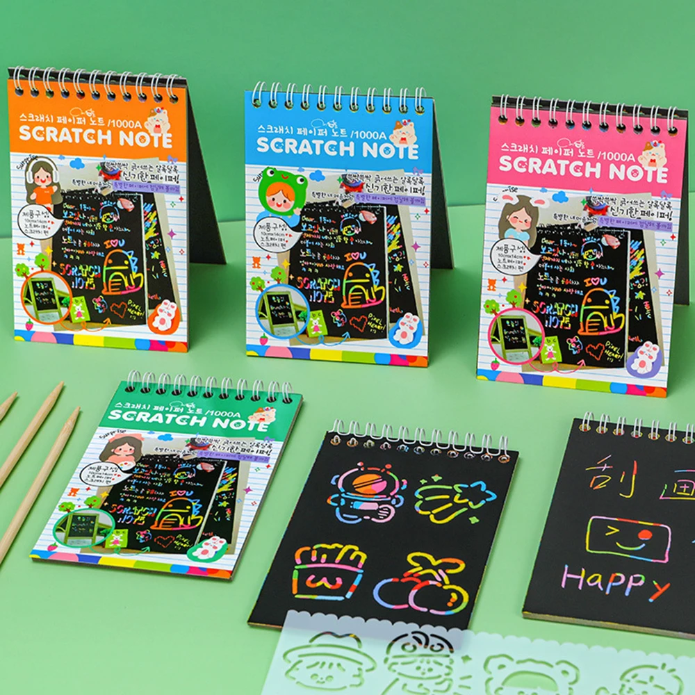 Montessori Scratch Painting Note, Scratch Art Paper, DIY Children Magic Rainbow Scraping Drawing Paper, Notepad, Staacquering Toys