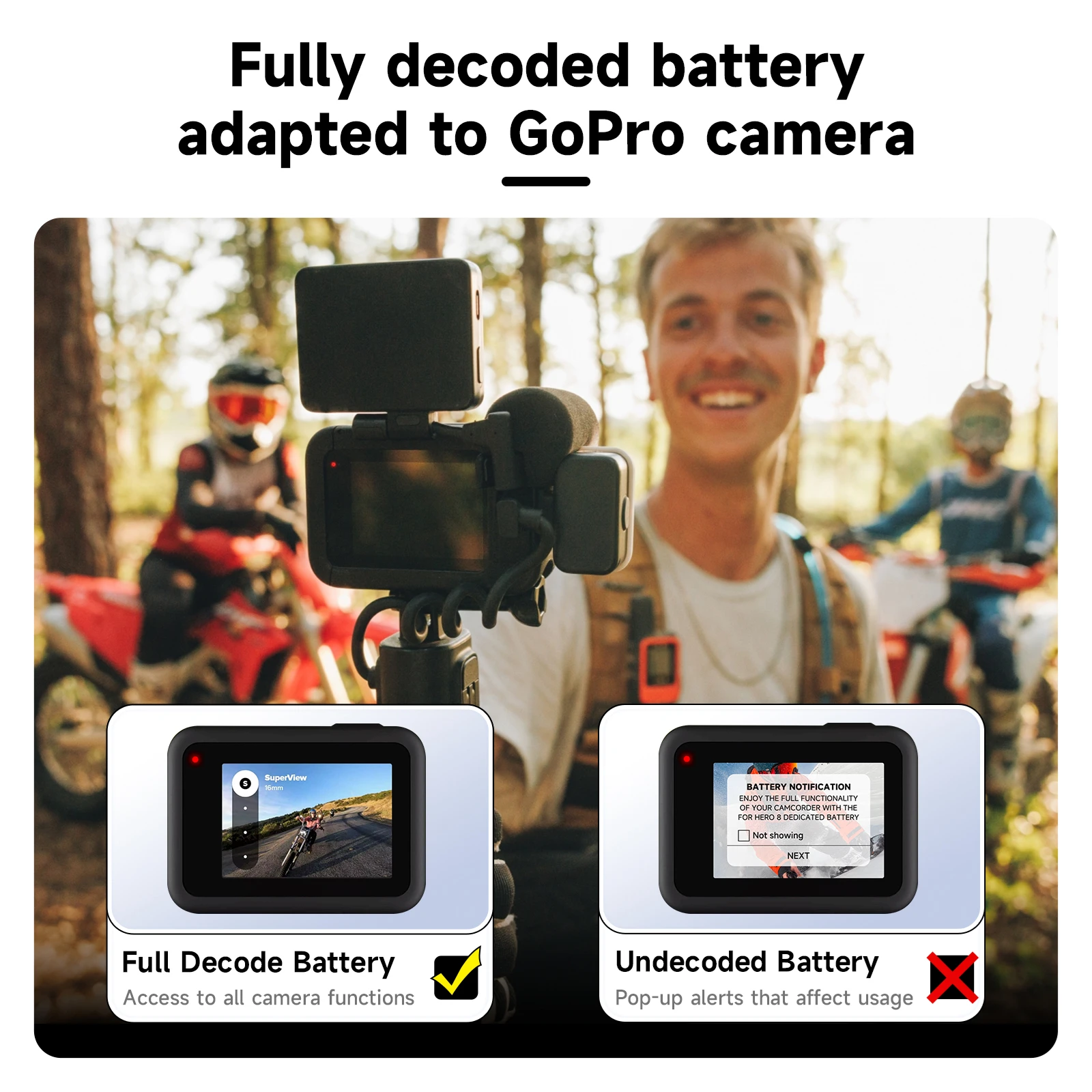 بالو 2400 مللي أمبير لبطارية GoPro Hero 13 + صندوق شاحن 3 فتحات مع منفذ Type-C لملحقات كاميرا GoPro Hero 13 الرياضية السوداء