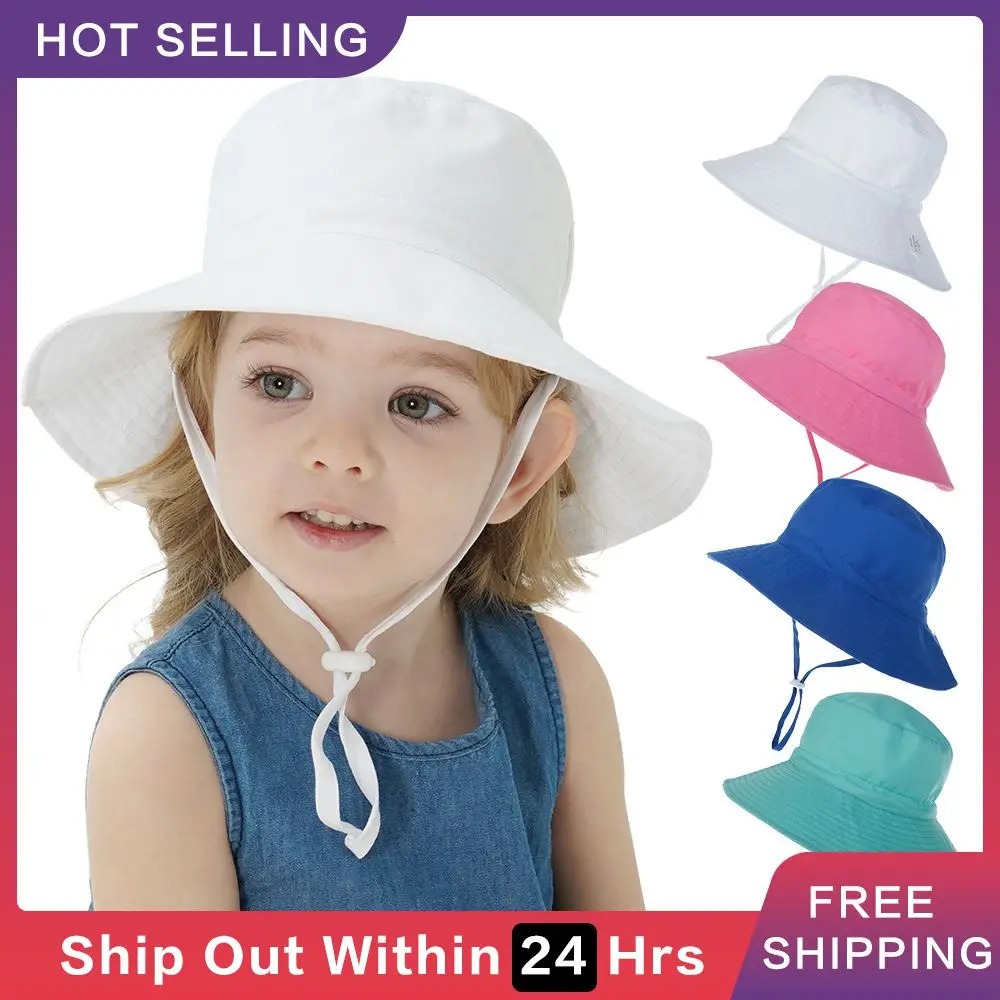 

Baby Sunhat Summer Beach Solid Color Kid Bucket Hat Summer Hat For Child Children Sunshade Breathable Outdoor Uv-anti