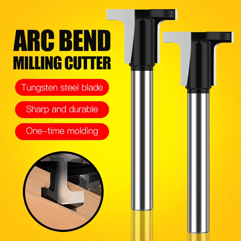 

HUHAO 5PC 6.35mm 1/4" Shank Carbon Crystal Plate Arc Bending Router Bit T half Round Flat Slotted Angle Cutter Woodworking Tools