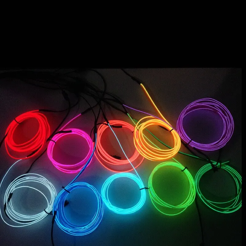 Flexible 3M Clip EL Neon Wire Car Ambient Light 12V Powered Trim Strip For Car Dashboard Door Interior Decoration