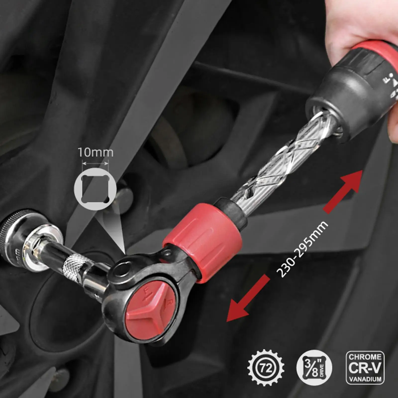 

Ratchet Wrench Adjustable Multiuse Lightweight Ergonomic Handle Industrial Quick Release for Truck Auto Professional Mechanics