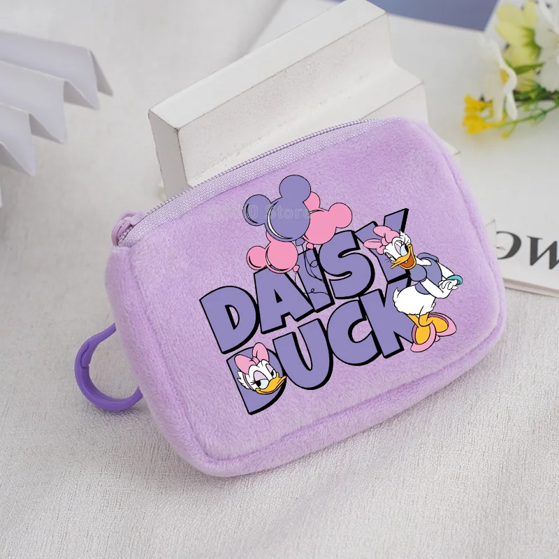 Mickey Minnie Mouse Wallet Women Cartoon Cute Anime New Coin Zipper Wallets Fashion Pink Plush Headphone Storage Bag Girls Gift