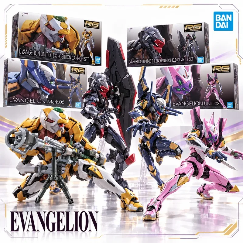 Genuine Bandai RG 1/144 Evangelion EVA Unit 00 DX Positron Cannon Set Unit 03 Shield Mark 06 Unit 08a Action Figure Model Toys