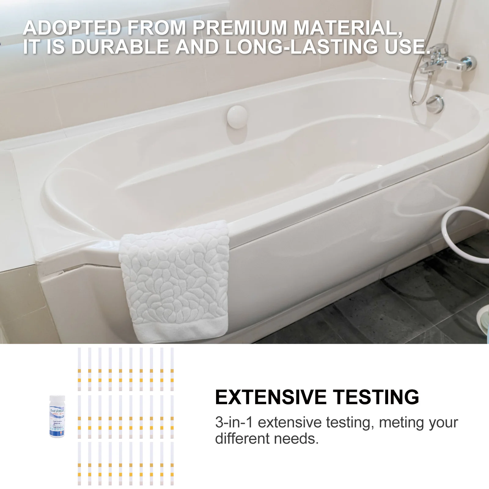 

50Pcs Water Test Strips 3-in-1 Reagent Strip for Pool Hot Tub Spa PH Hardness Testing Tool 3-in-1 Test Strip PH Testing Paper