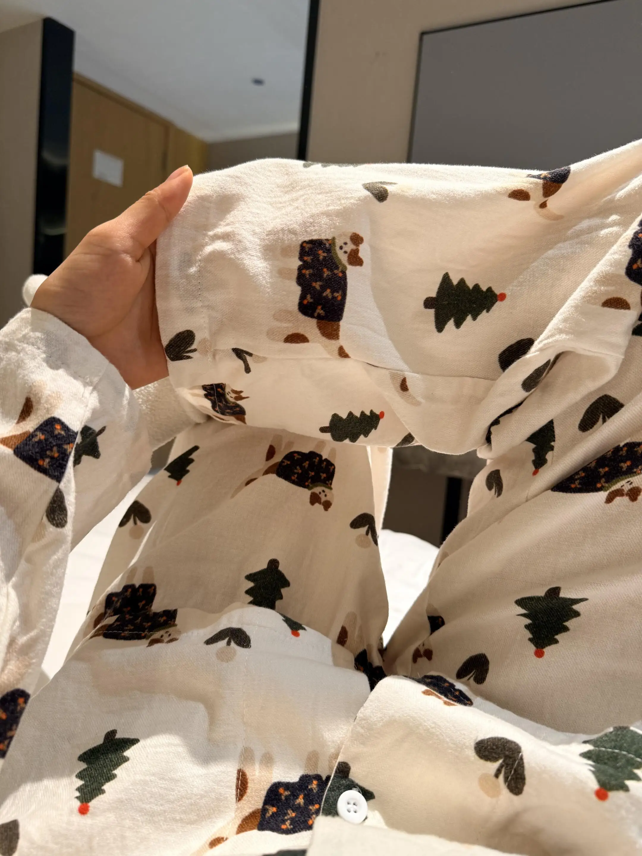 

Pure Cotton Flannel Long Sleeve Long Pants Sleepwear Women's Comfortable Home Clothes Set Soft Loose Fit Breathable Moisture ...