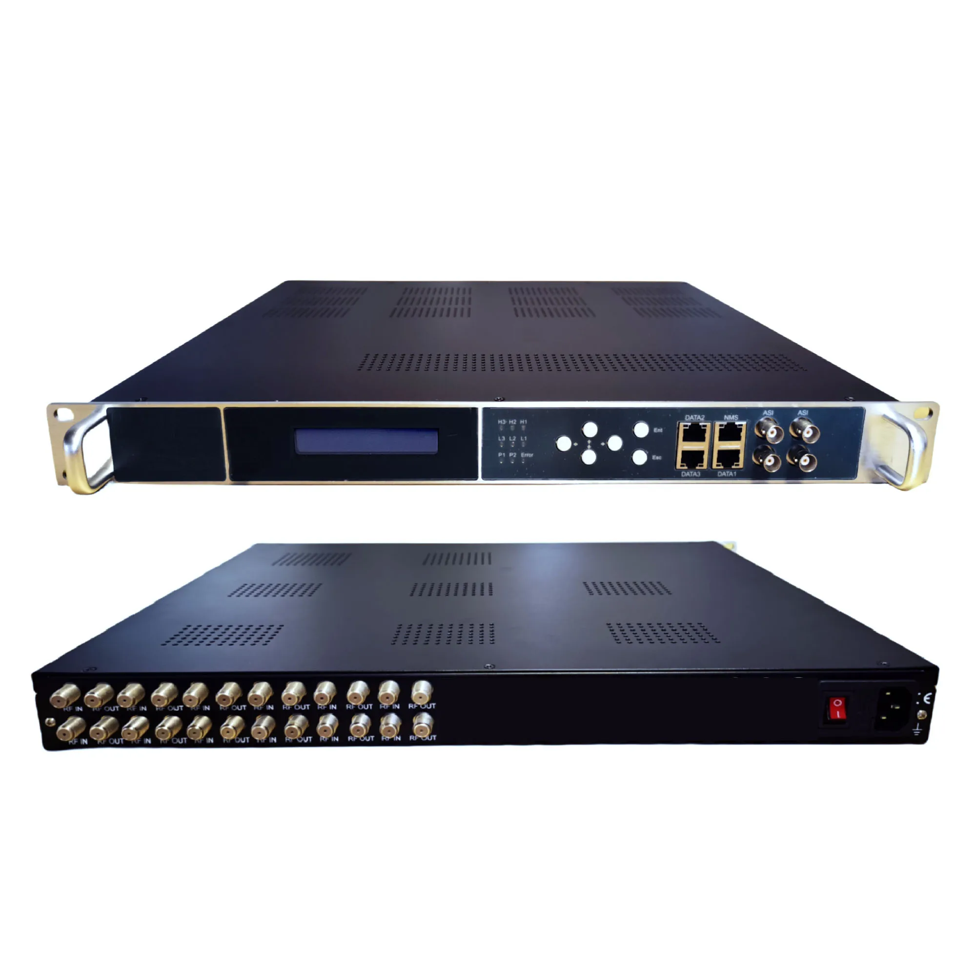 8, 12, 16, 24채널 RF 튜너를 IP ASI 스트리밍 게이트웨이로 변환하는 DVB-S2 S2X DVB-T2 DVB-C ISDBT ATSC IRD 수신기 HLS SRT HTTP UDP 출력