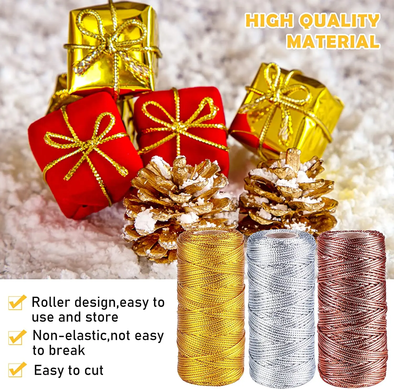 100 m/rotolo filo metallico cavo oro argento Macrame corda corda confezione regalo corda avvolgente per fai da te intrecciata