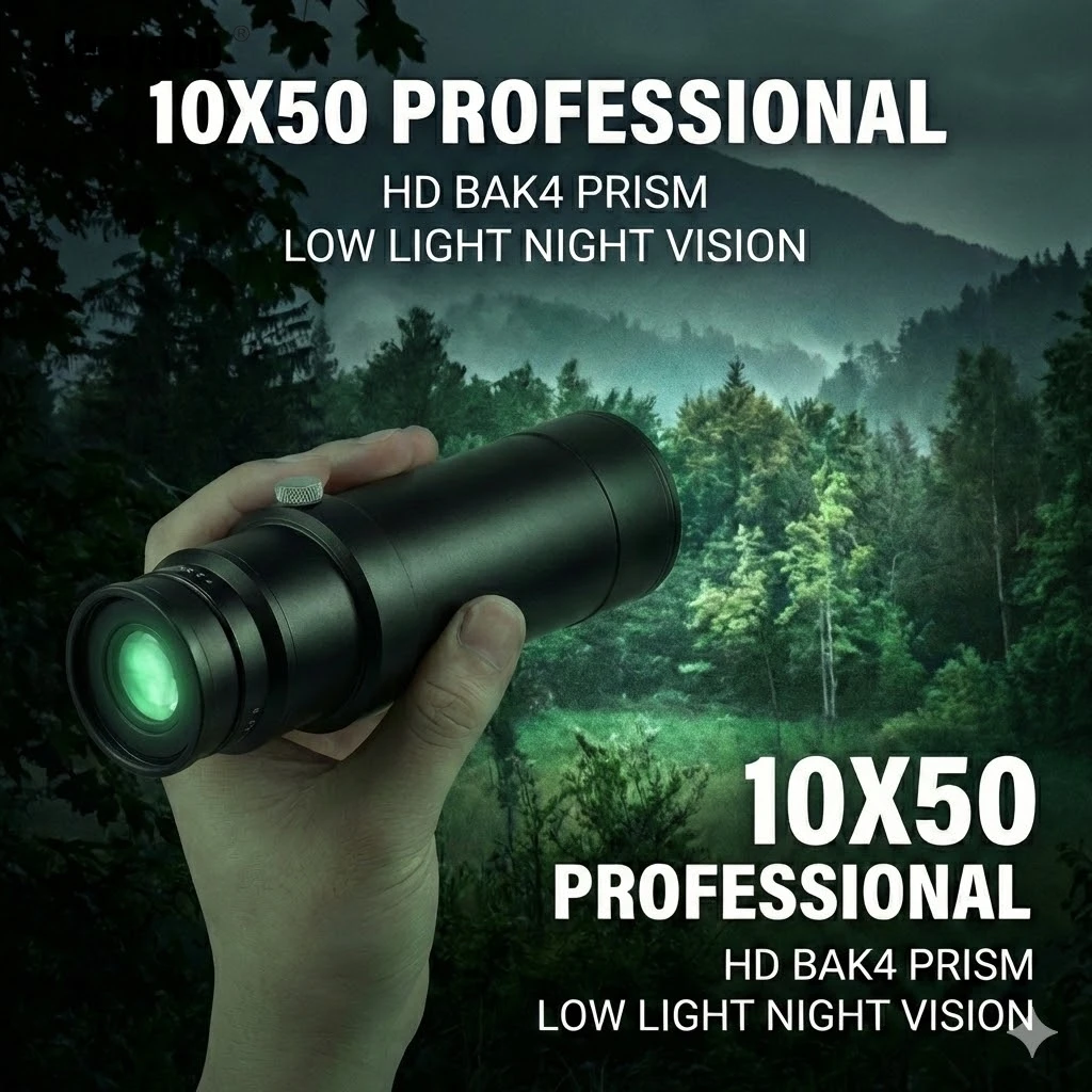 

Профессиональный монокулярный телескоп 10X50 с призмой BAK4 HD, ночное видение при слабом освещении, бинокль для охоты, кемпинга, концертов, наблюдения за птицами