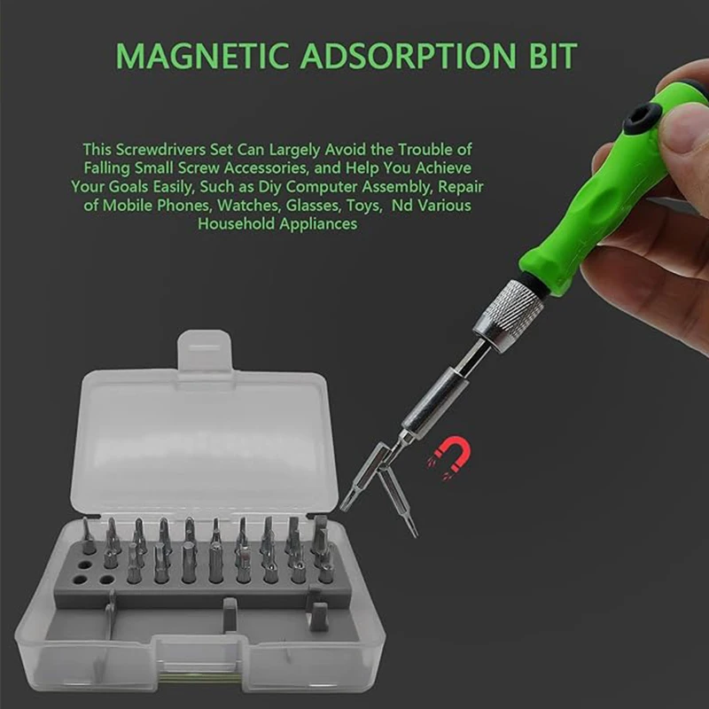 32 In 1 Small Screwdriver Set, Mini Magnetic Screwdriver Set – Contains 30 Bits Precision Repair Tool Kit, Torx Screwdriver Tool