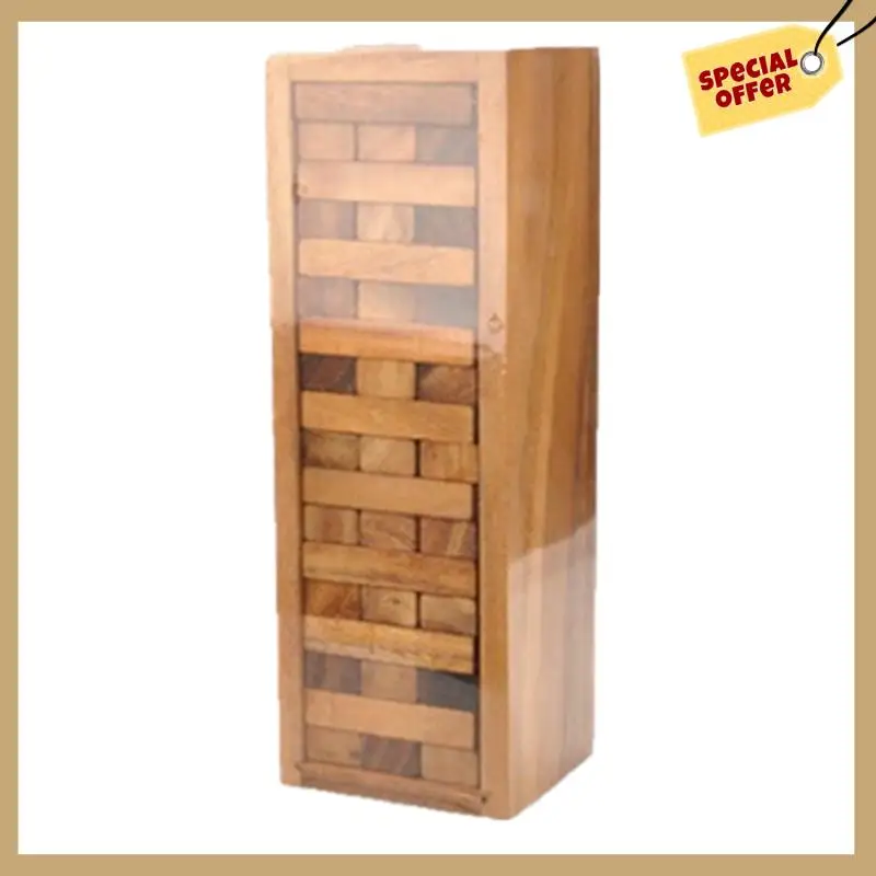 لعبة برج التراكم الخشبي - مثالية لألعاب الحفلات، ألعاب خارجية للبالغين والأسرة، ألعاب مكعبات التراص الكلاسيكية، متينة