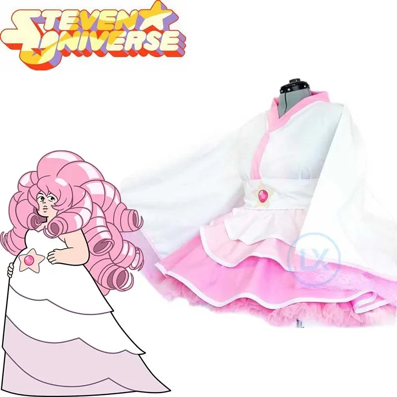 Anime Steven Universe Cosplay Costume Rose Quartz Lolita Kimono Dress Full Sets Custom Made Female Halloween Gift