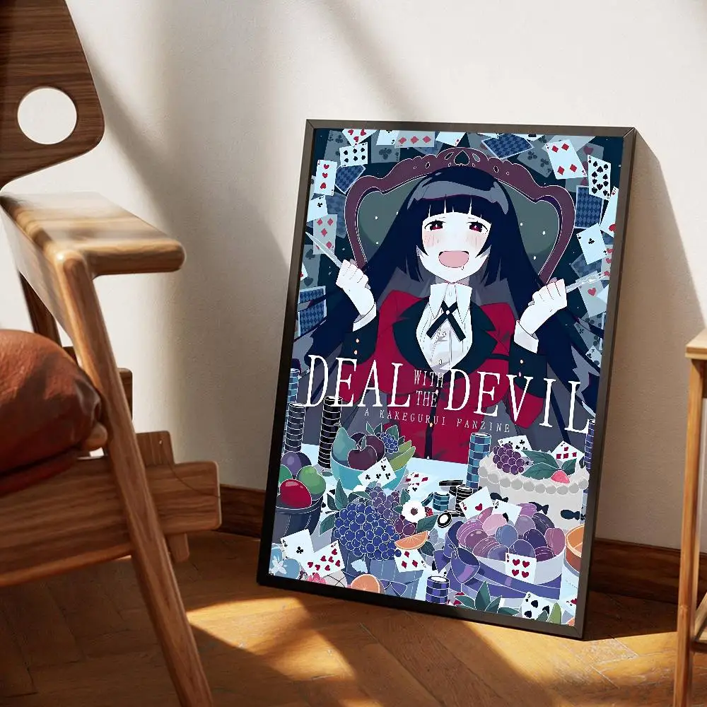 vintage kakegurui anime Poster Self-adhesive Art Waterproof Paper Sticker Coffee House Bar Room Wall Decor