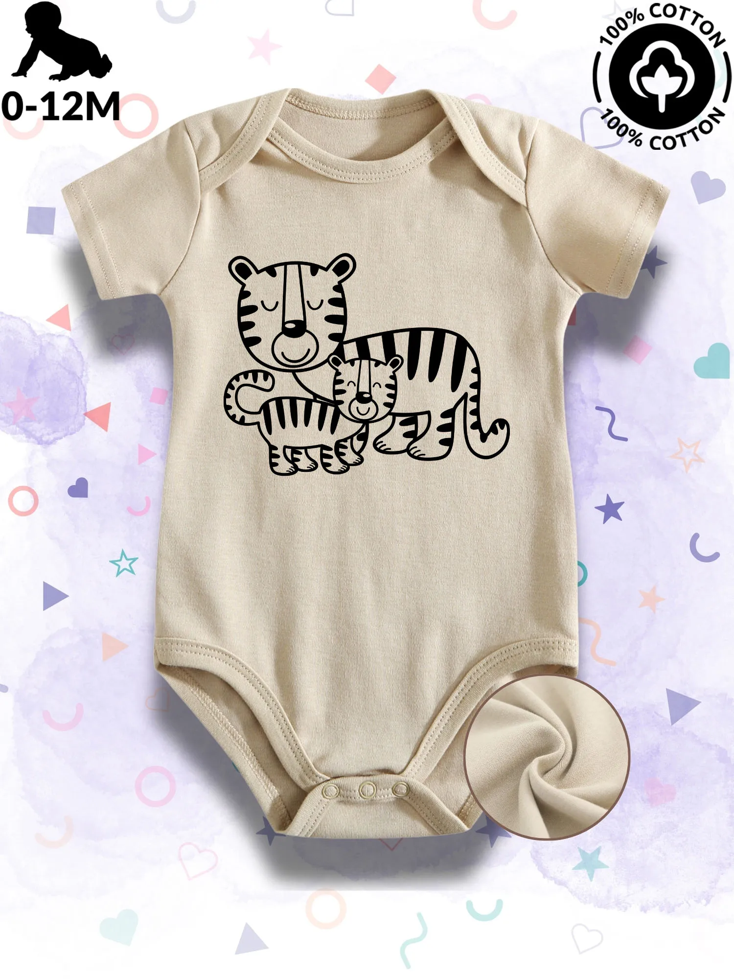 

Детский комбинезон-боди унисекс «Тигр» для родителей и детей, 100% хлопок, мягкий, всесезонный, бежевый, для ползания, 190 г/м²