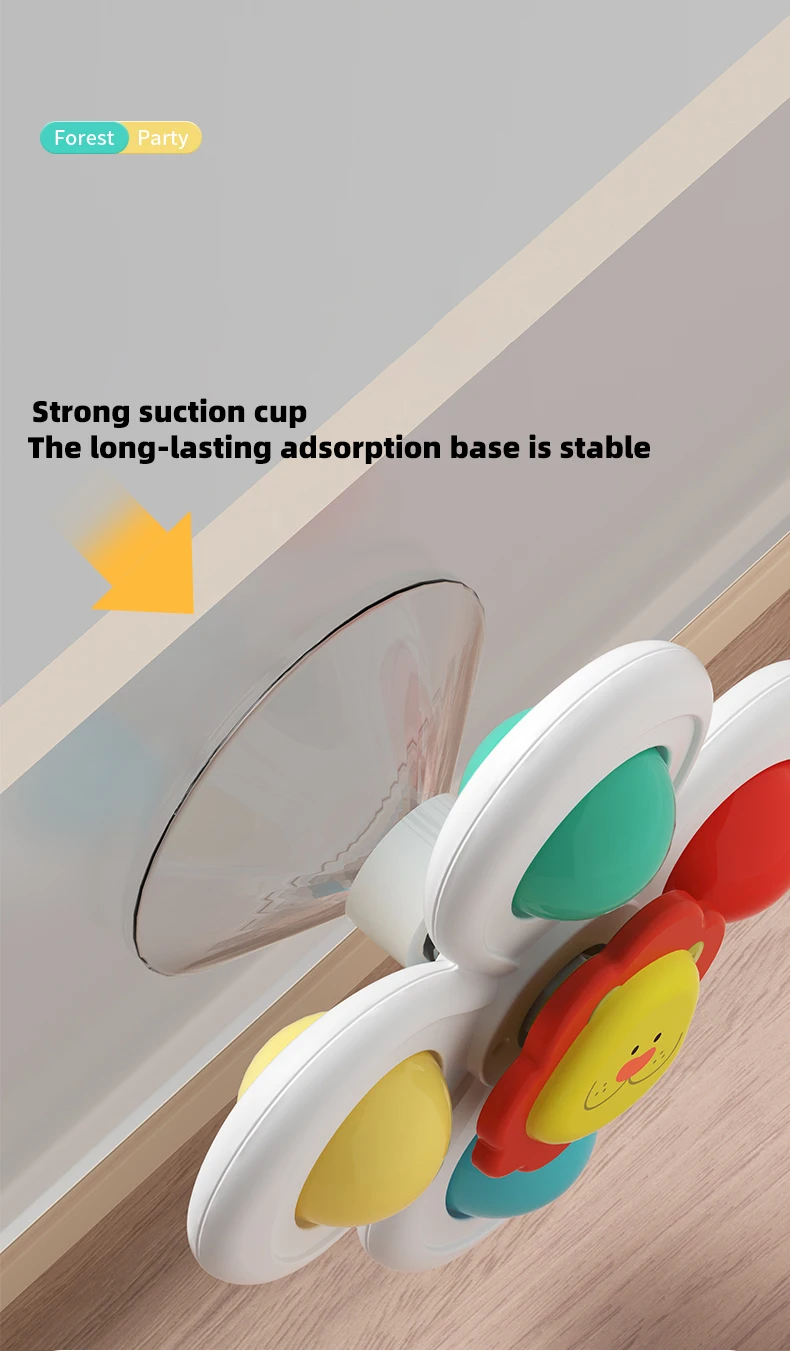 3PC Set Saugnapf Spinning Cartoon Tier Spinner Spielzeug Für Kinder Fenster Hohe Stuhl Tablett Bad Tisch Reise für kinder Geschenk – Detail 3