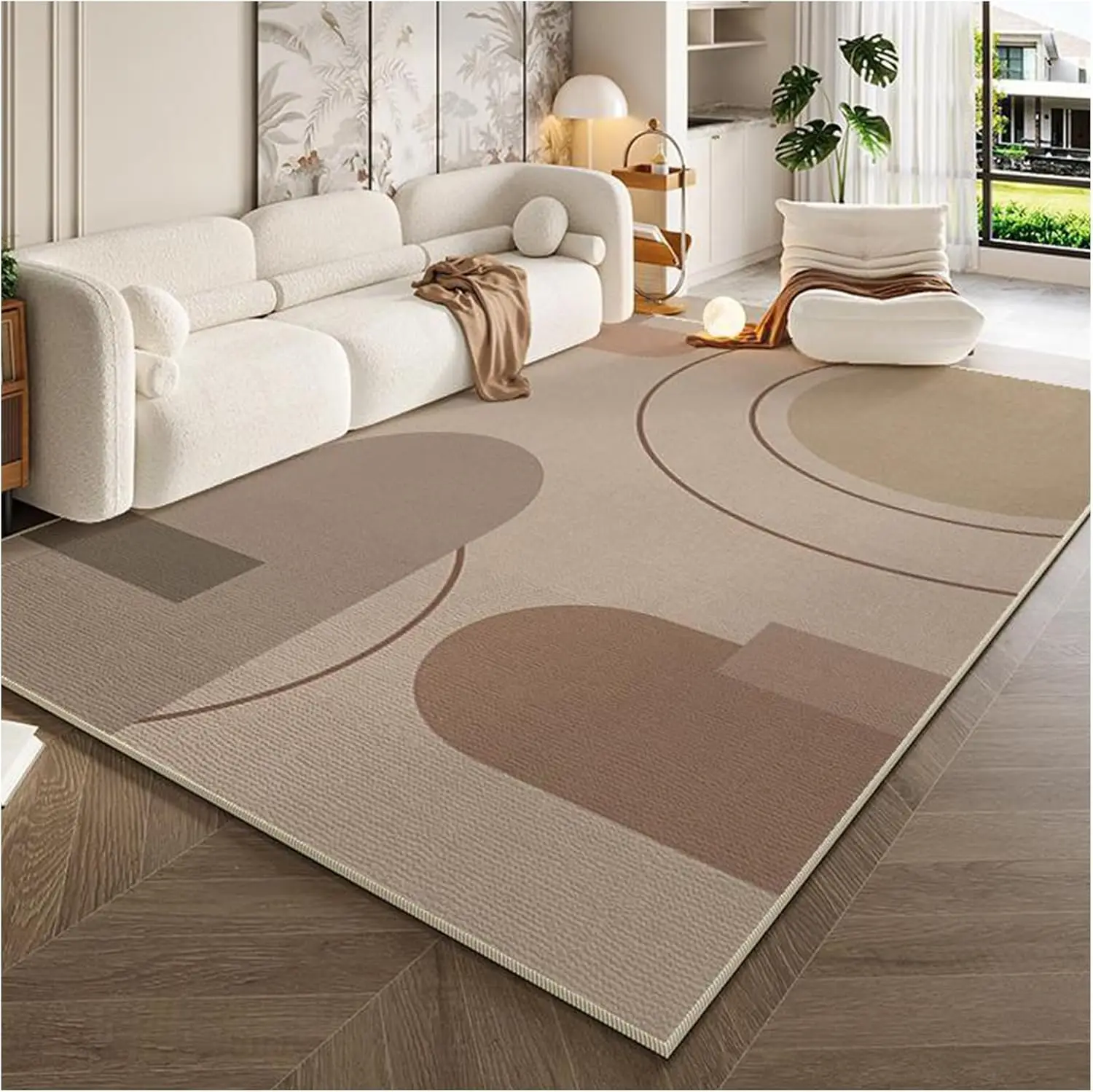 VIKAMA Nordic Style Area Rug Modern Simple Beige Carpet Large Floor Mat for Sofa Coffee Table Luxury Living Room Decoration