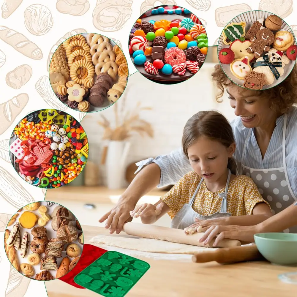 1-2 Stück Weihnachts-3D-Schneeflocken-Silikonformen für Schokolade - Bonbonformen für Gelee, Eiswürfel, unverzichtbare Backwerkzeuge für DIY-Weihnachtsprojekte – Detail 1