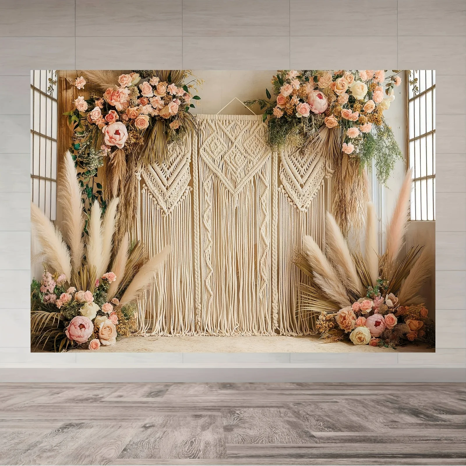 Blumen vorhang Hintergrund geeignet für Hochzeiten, mit eleganten Blumenmuster Photo Booth Requisiten
