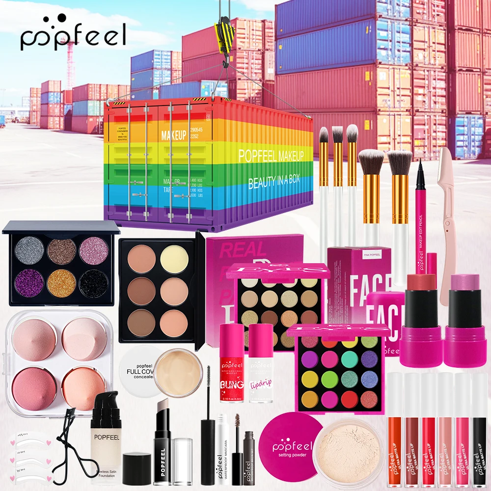 

POPFEEL Surprise Beauty Adventure Makeup Kit: Pro Palette, Brushes, Skincare Essentials, Full Coverage & Glitter Gifts | Vibrant