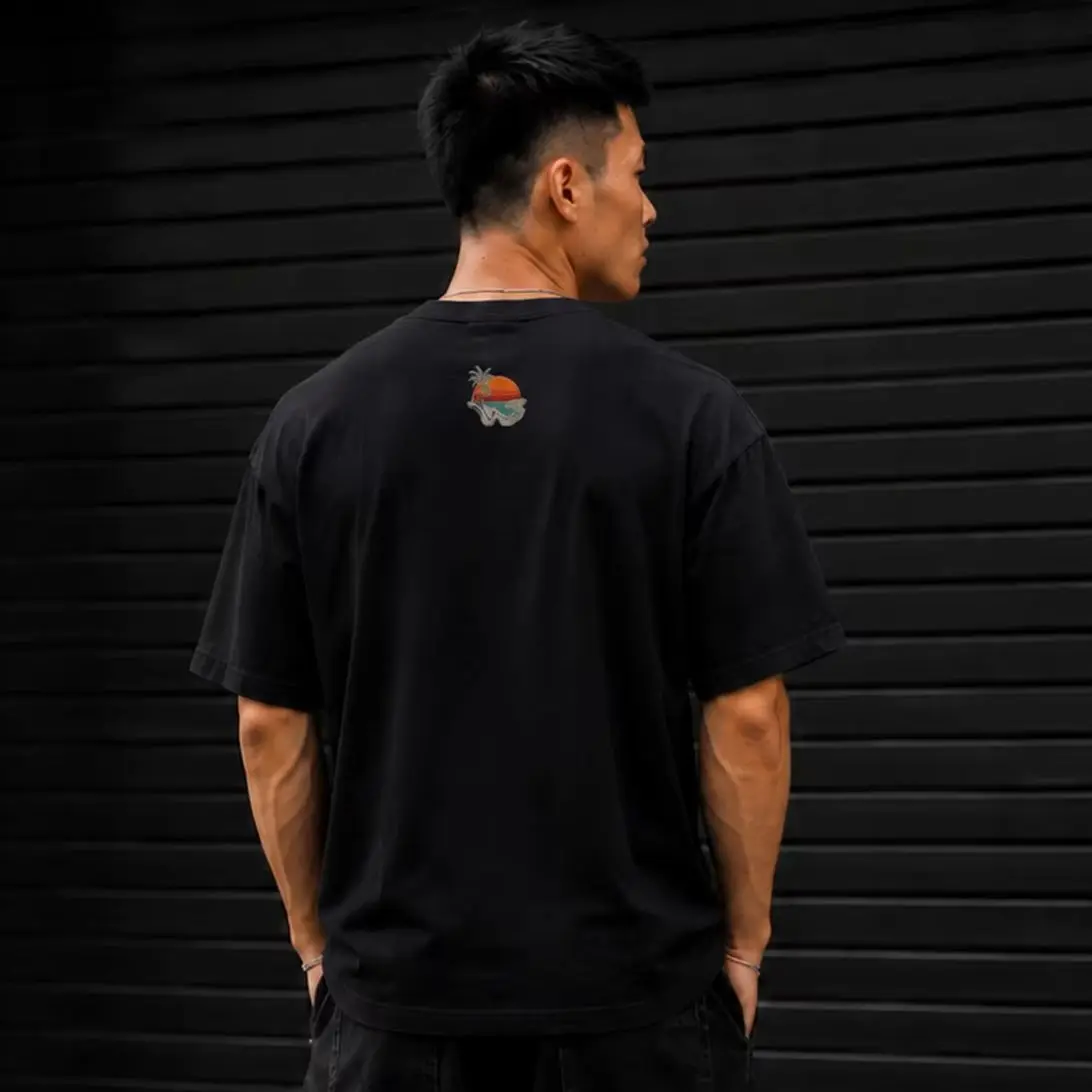 Men Westbound After Dark Collage Graphic Print O-Neck T-shirt Loose Oversized Short Sleeve Top Heavyweight Streetwear Clothing