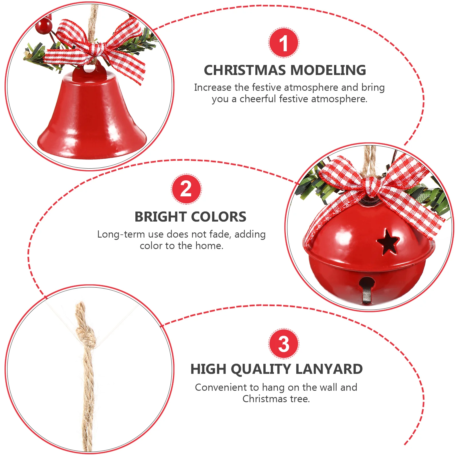 2 Pcs Iron Christmas Bells Giant Rattle Xmas Hanging Decoration Craft nament Tree Pendant Jingle Bells Home Decor Wind Chimes