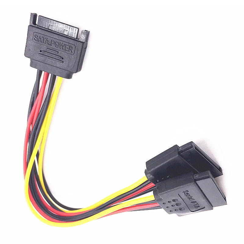SATA II Hard Disk Power 15Pin SATA Macho para 2 Fêmeas 15Pin Power HDD Splitter Cabo de Extensão