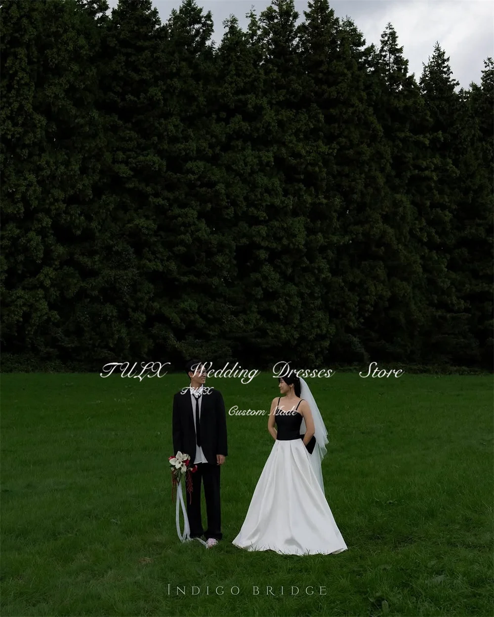 TULX Suknia ślubna z paskiem Korea Outdoor Photo Shoot Sweetheart Satin Suknie ślubne Elegancka długość podłogi 웨딩드레스 Dostosowane