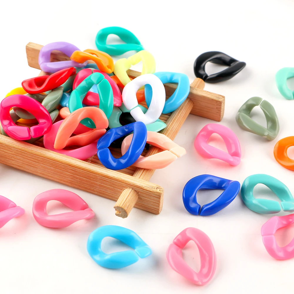 30pcs/lot Colorful Acrylic Link Chain Clasp Open Buckle Beads For Jewelry Making  DIY Necklace Clothing Bag Chains Accessories