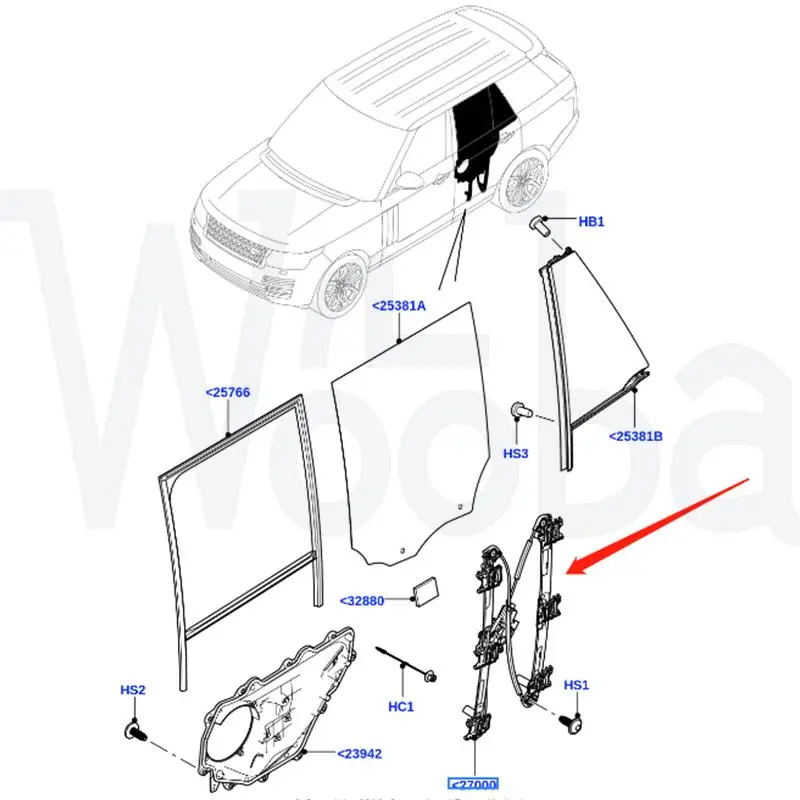 Wooba LR057335 LR098183 Brand New High Quality Left Rear Power Window Regulator For Land Rover Range Rover Vogue 2013-2019