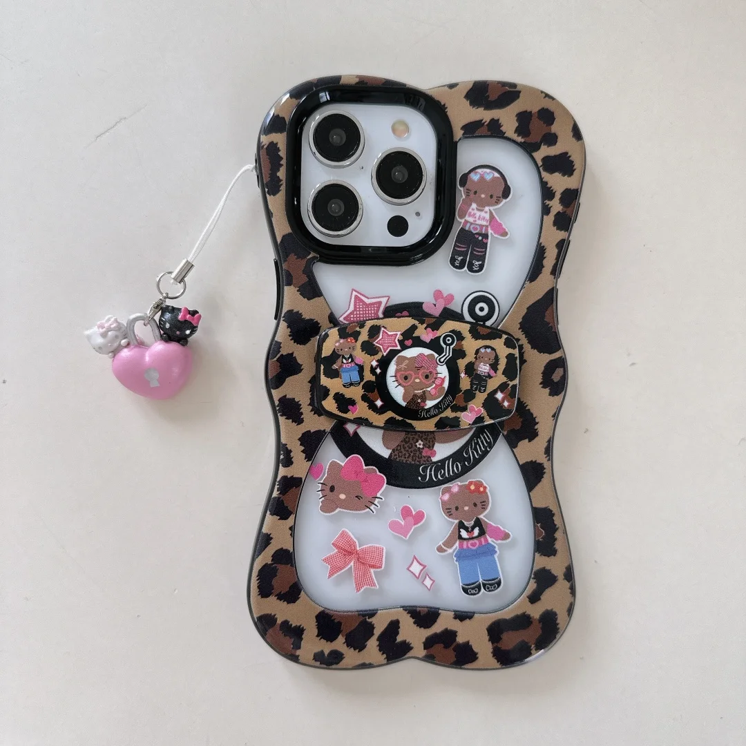 

Hello Kitty Leopard print Phone Case For iPhone 16 Pro Max 15 14 13 12 Xr Xs Max Plus Cute Bowknot Little Bear Y2K Phone Cases﻿
